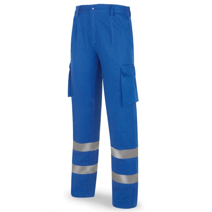 Pantalón azulina algodón de 245g con bandas reflectantes 488-PCR Top - Referencia 488-PCR Top
